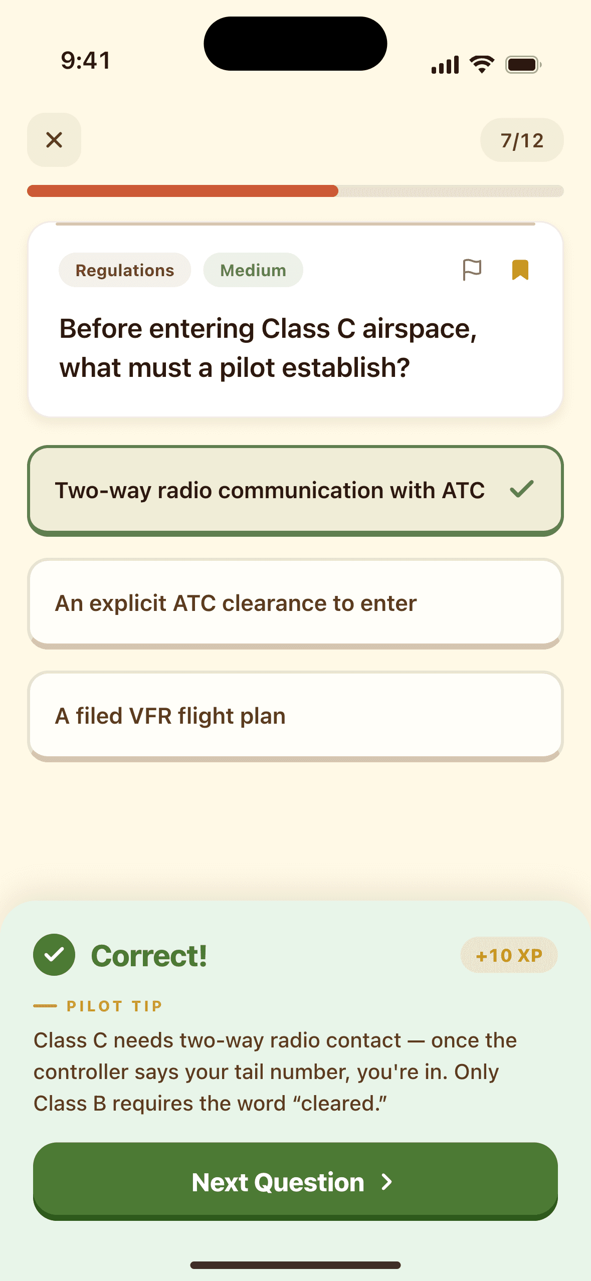 FlyCowboys practice question with a plain-English Pilot Tip explanation